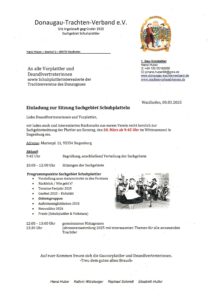 Einladung zur Sitzung des Sachgebiets Schuhplattler