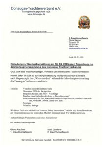 Einladung zur Sitzung des Sachgebiets Mundart Brauchtum Laienspiel